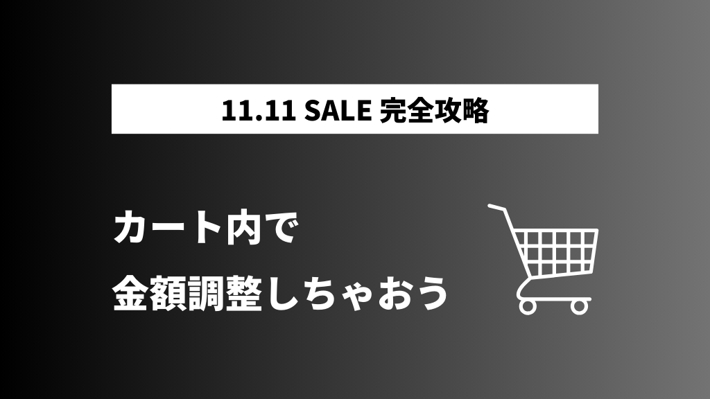 AliExpress_アリエクスプレス_11月_11.11セール_独身の日セール_single day_カート内で金額調整